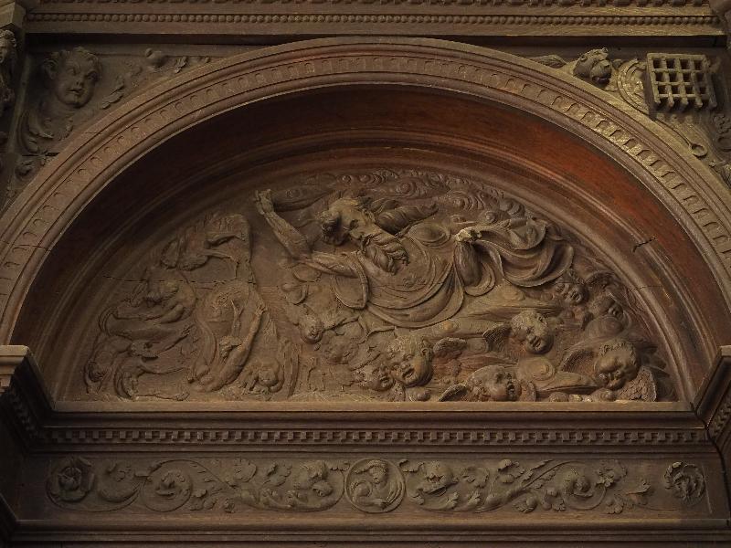 Cambridge, England: King's College: chapel, choir screen, detail