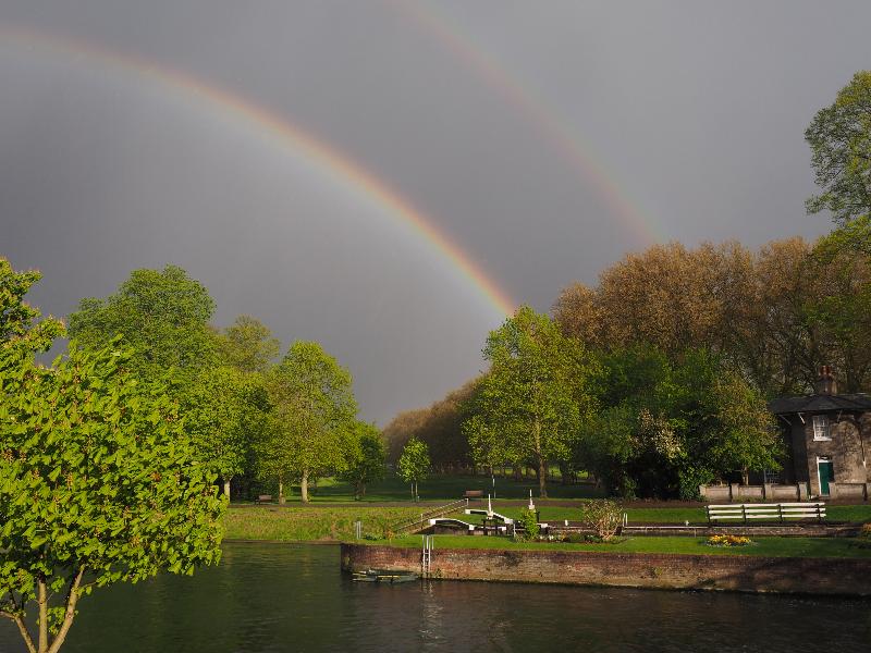 Cambridge, England: Jesus Green: double rainbow