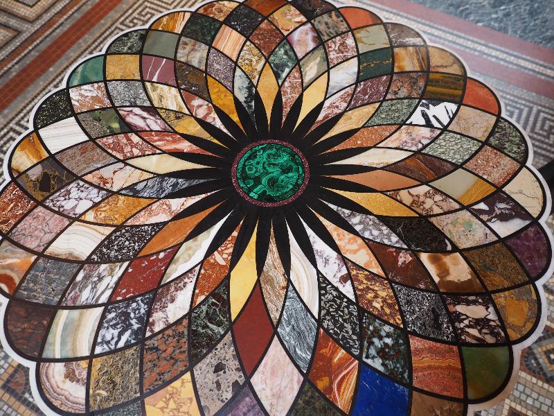 Cambridge, England: Fitzwilliam Museum: Italian specimen (pietra dura) table (1829, workshop of Giacomo Raffaelli, Rome)