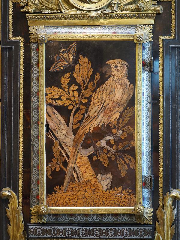 Cambridge, England: Fitzwilliam Museum: cabinet decoration (ca. 1680, made by Andre-Charles Boulle, Paris)