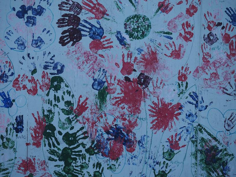 Buxton, England: The Crescent: hand prints