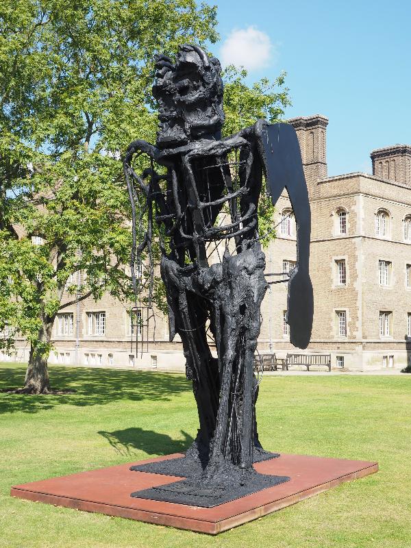 Cambridge, England: Jesus College: Striding Figure II (Ghost) (Thomas Houseago)