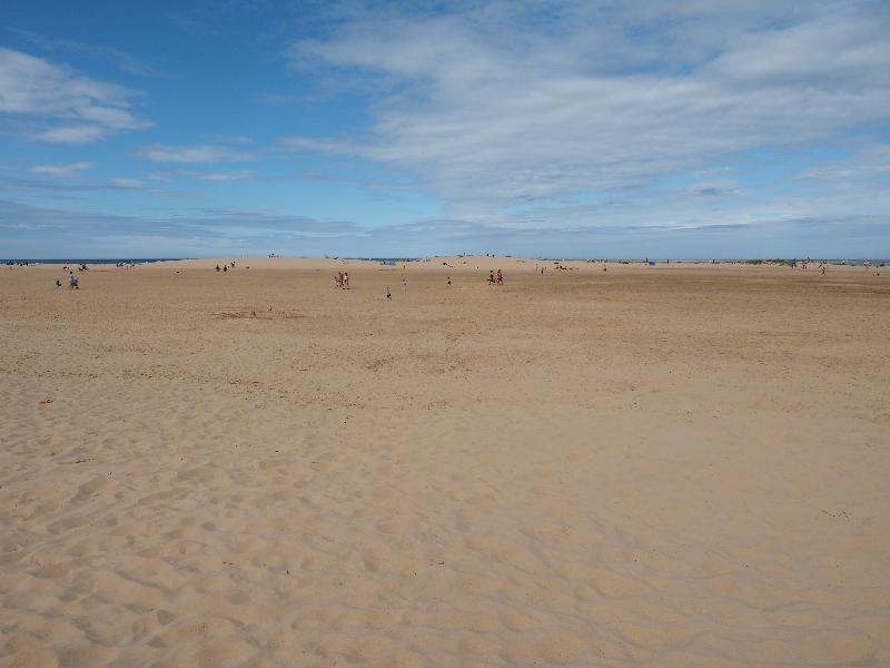 Wells-next-the-Sea, England: beach: view towards sand dunes and water