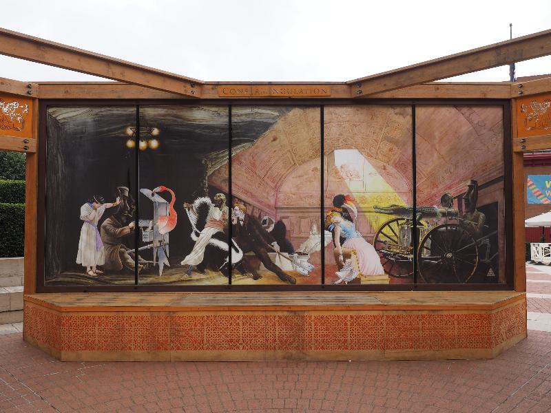 London, England: British Library: Conflamingulation (Crossroads of Curiosity, David Normal, orginally created for Burning Man 2014)