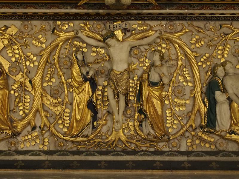 Boston, Massachusetts (MA): Emmanuel Church: altar reredos detail (Lindsey chapel, 1920-1924, architect Allen & Collens)