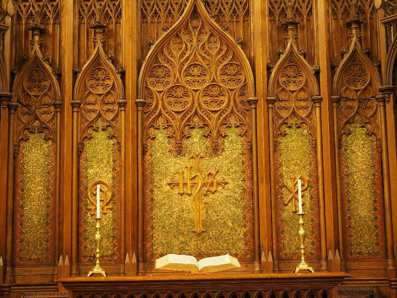 Boston, Massachusetts (MA): Church of the Covenant: Houghton Memorial reredos (1894, Tiffany Glass and Decorating Company)