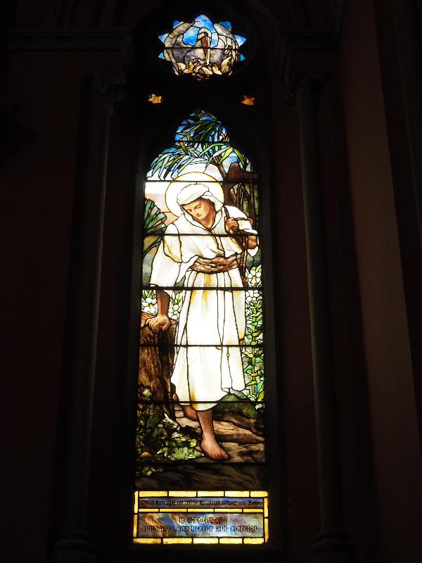 Boston, Massachusetts (MA): Church of the Covenant: Christ and Sparrow (Frederick Wilson, 1895, Tiffany Glass and Decorating Company)