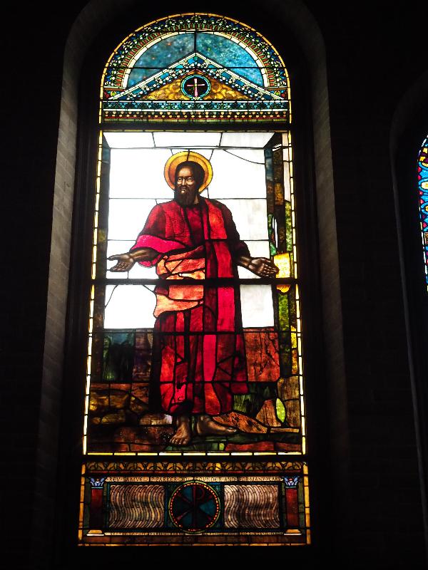 Stockbridge, Massachusetts (MA): St Paul's Church: Parker Memorial Window, St Paul (John La Farge)