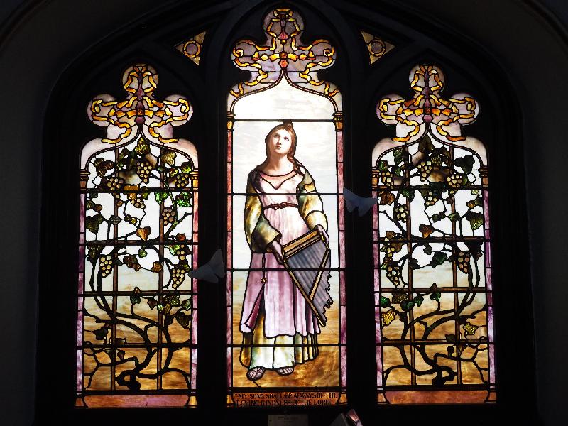 Pittsfield, Massachusetts (MA): St Stephen's Episcopal Church: Smith Memorial Window, St. Cecilia (Tiffany)