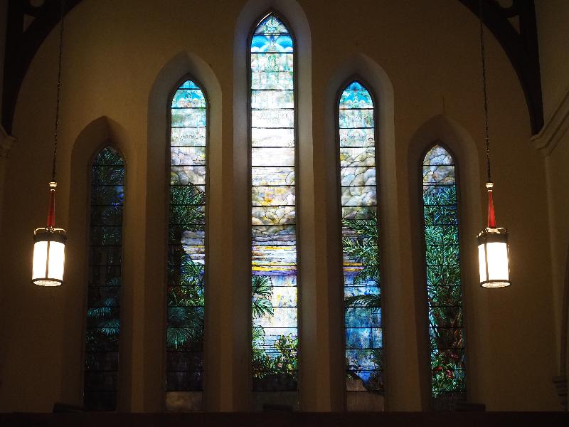Troy, New York (NY): St John's Episcopal Church: Knight Memorial Window, St. John's Vision of the Holy City (Agnes Northrop and/or Louis Comfort Tiffany, 1899, Tiffany Glass and Decorating Company)