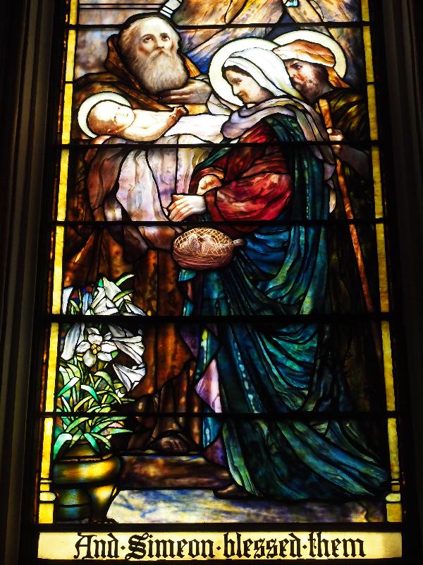 Troy, New York (NY): St Joseph's Church: Hogan and Creagan Memorial Window, The Presentation in the Temple (1901, Tiffany Studios)