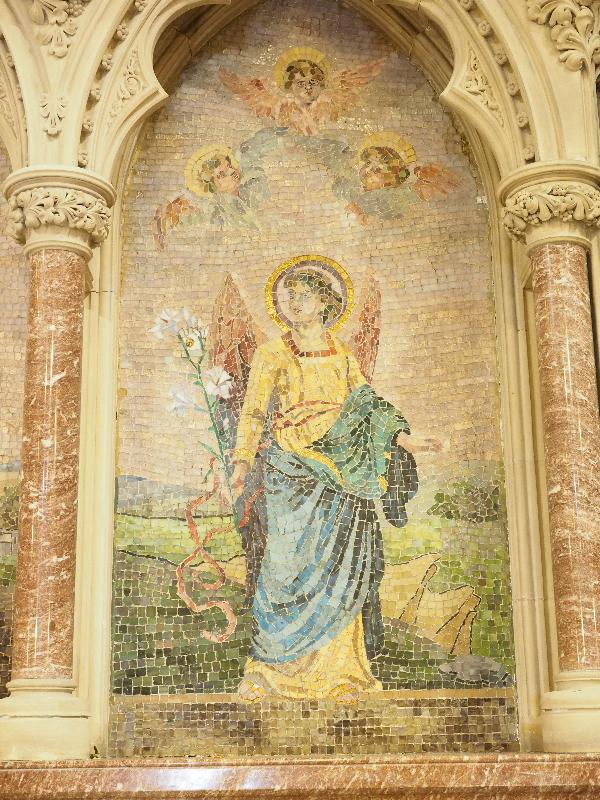 Troy, New York (NY): St Paul's Episcopal Church: reredos detail (1893, Tiffany Glass and Decorating Company)