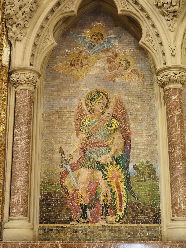 Troy, New York (NY): St Paul's Episcopal Church: reredos detail (1893, Tiffany Glass and Decorating Company)