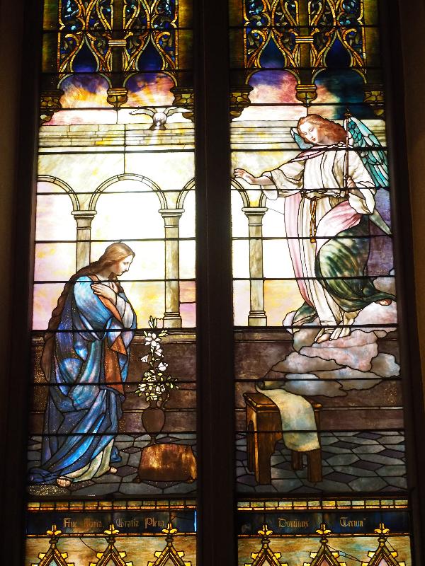 Troy, New York (NY): St Paul's Episcopal Church: Thompson Memorial Window, Annunciation (1893, Tiffany Glass and Decorating Company)