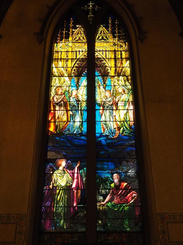 Troy, New York (NY): St Paul's Episcopal Church: Blair Memorial Window, Vision of St. John (Jacob Adolphus Holzer, 1894, Tiffany Glass and Decorating Company)