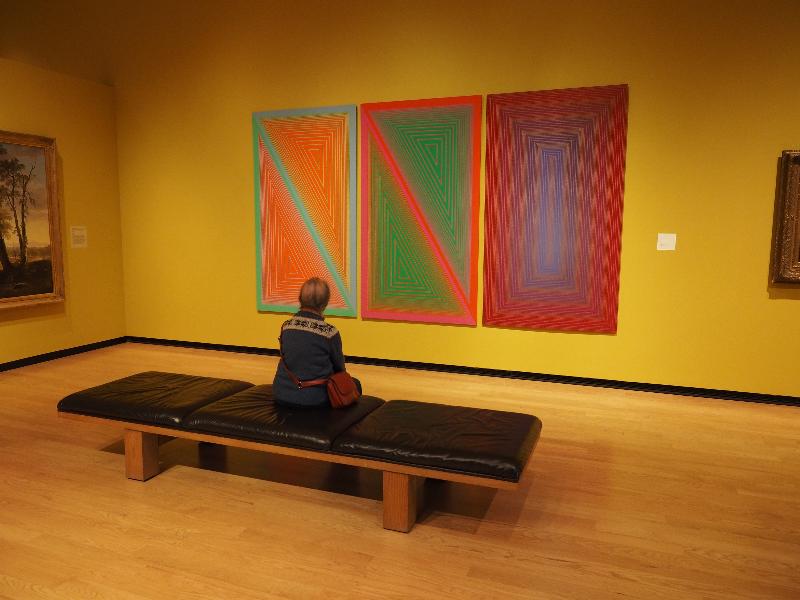 Amherst, Massachusetts (MA): Amherst College: Mead Art Museum: Triangulated Orange, Triangulated Green, Red to Blue Portal (1977, Richard Joseph Anuszkiewicz)