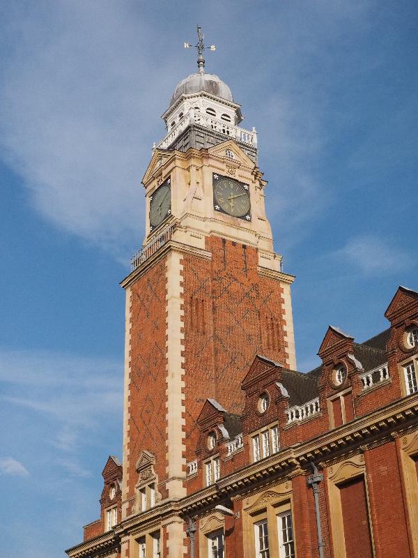 Leicester, England: Town Hall: tower (1876, Francis Hames)