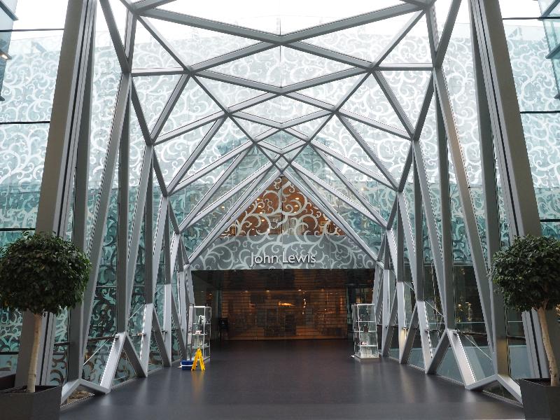 Leicester, England: John Lewis: walkway to store (2008, Foreign Office Architects)