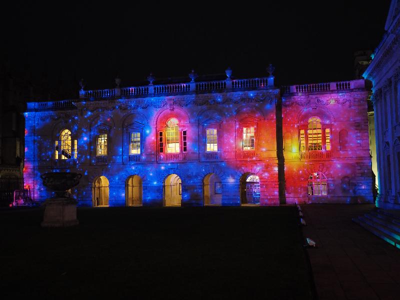 Cambridge, England: Old Schools: cosmos (eLuminate Cambridge Festival, SPIRITUS - Light and Darkness, by Ross Ashton and Karen Monid)