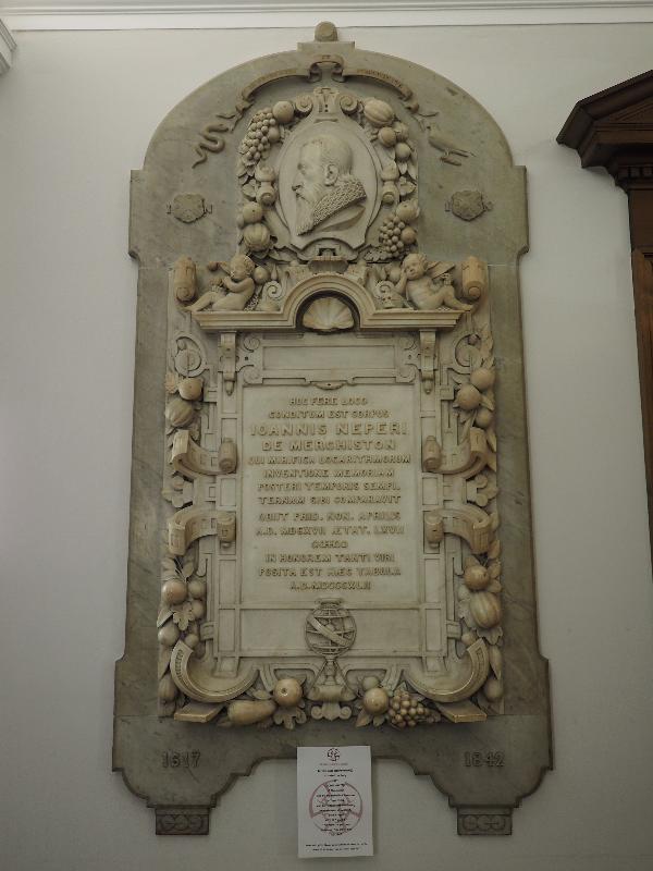 Edinburgh, Scotland: St Cuthbert's Church: John Napier memorial tablet