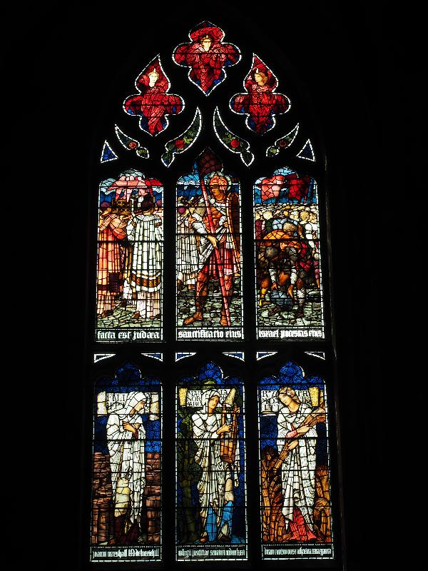 Edinburgh, Scotland: St Giles' Cathedral: Crossing of the River Jordan; Miriam, Ruth and Jephthah's daughter (1885-1886, William Morris, designe by Edward Burne-Jones)