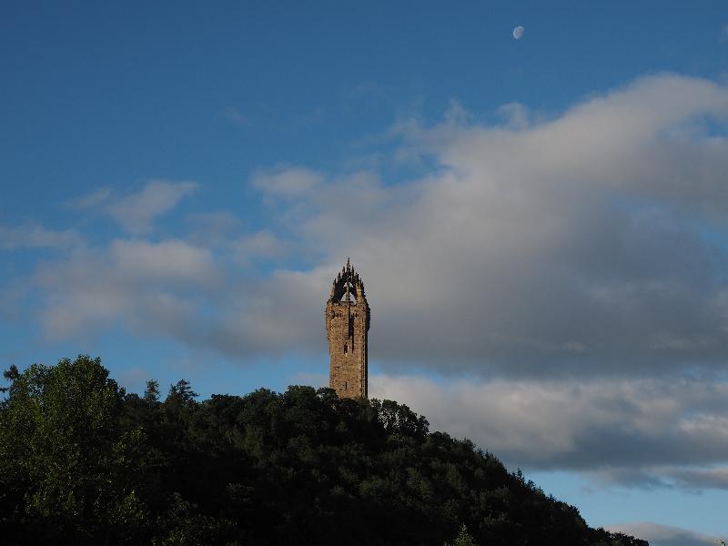 Stirling, Scotland: National Wallace Monument: early morning view (completed 1869, architect John Thomas Rochead)
