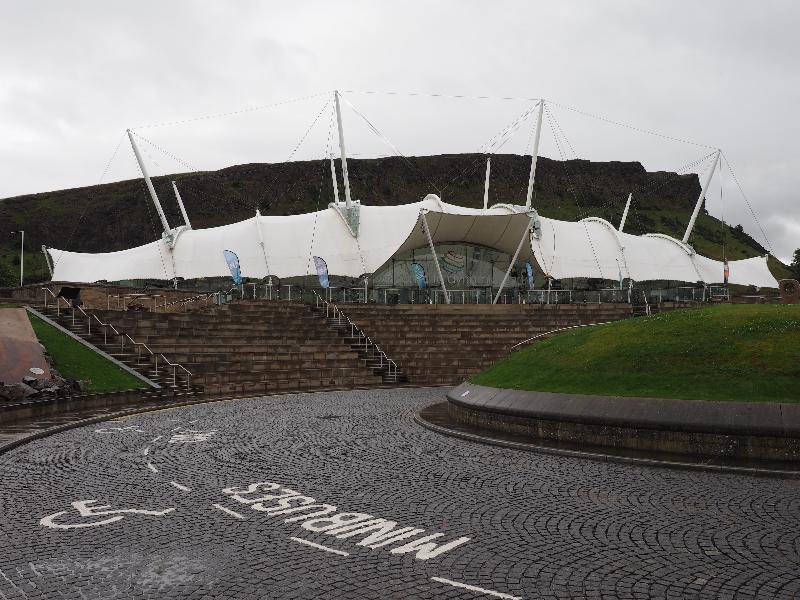 Edinburgh, Scotland: Dynamic Earth: view (1999, architect Michael Hopkins and Partners)