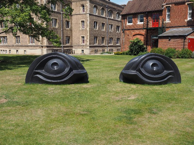 Cambridge, England: Jesus College: Eyebenches (Louise Bourgeois, Sculpture in the Close 2017)