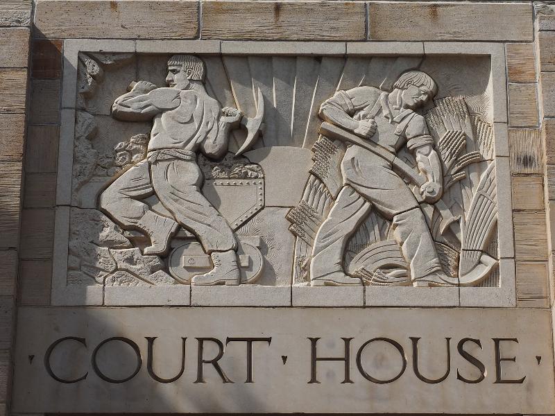 Boulder, Colorado (CO): Boulder County Courthouse: sculpture over entrance (1933, architect G.H. Huntington)
