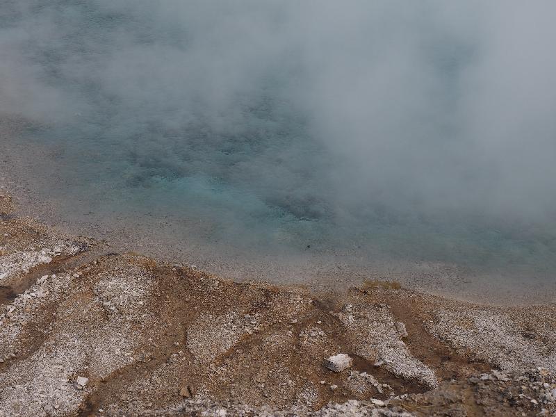 Yellowstone National Park, Wyoming (WY): Midway Geyser Basin: Excelsior Geyser steaming