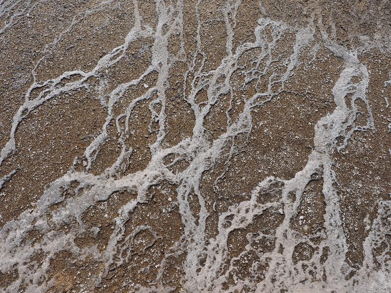 Yellowstone National Park, Wyoming (WY): Midway Geyser Basin: white flow lines