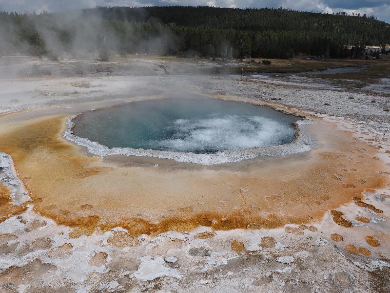 Yellowstone National Park, Wyoming (WY): Upper Geyser Basin: Crested Pool bubbling