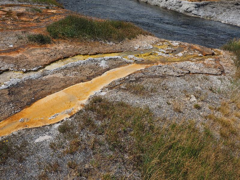 Yellowstone National Park, Wyoming (WY): Black Sand Basin: orange runoff