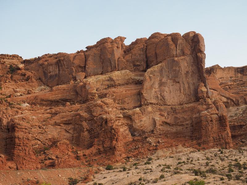 Arches National Park, Utah (UT): Arches Scenic Drive: view from Visitor Center of nearby rocks