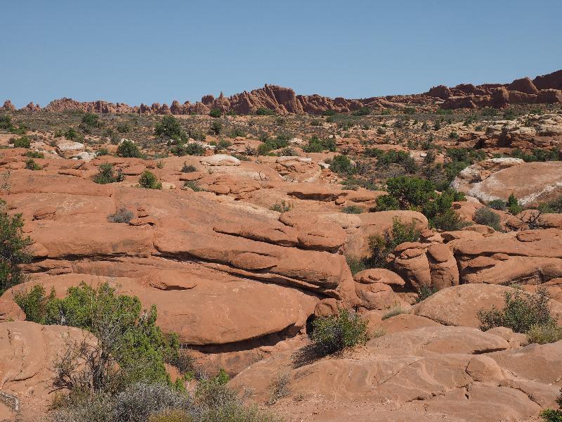 Arches National Park, Utah (UT): Arches Scenic Drive: view towards Fiery Furnace from Salt Valley Overlook