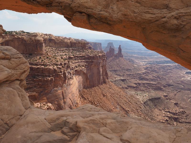 Canyonlands National Park, Utah (UT): Mesa Arch Trail: view through Mesa Arch