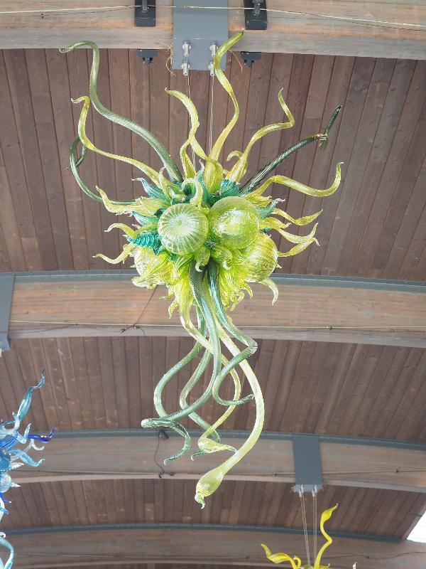 Bronx, New York (NY): New York Botanical Garden: Peridot Greet Chandelier (2016, Dale Chihuly)
