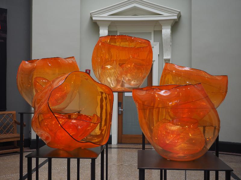 Bronx, New York (NY): New York Botanical Garden: Fire Orange Basket Set (2016, Dale Chihuly)
