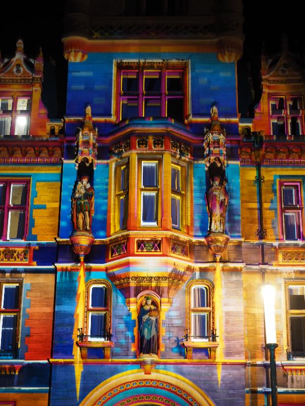 Cambridge, England: Gonville and Caius College: The Colours of Caius College (e-Luminate 2018, artist Patrice Warrener)