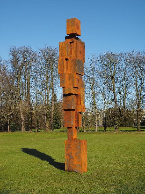 Cambridge, England: Trinity College: Free Object (part of Blockwork series, installed 2017, Antony Gormley)