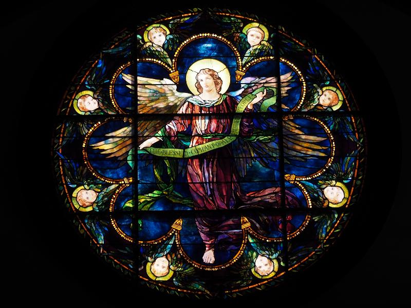 Bar Harbor, Maine (ME): St Saviour's Episcopal Church: Angel (Pendleton Memorial Window, 1893, Maitland Armstrong)