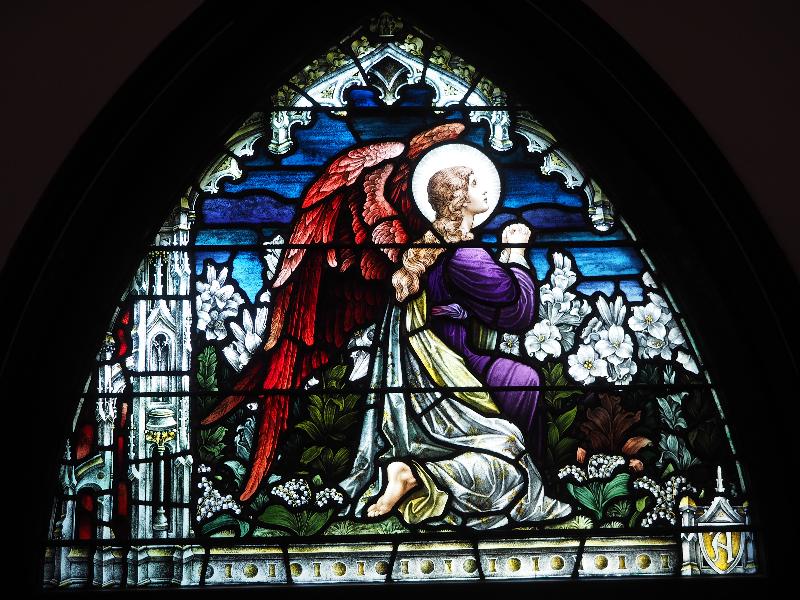 Bar Harbor, Maine (ME): St Saviour's Episcopal Church: Angel of the Nativity (Kane Memorial Window, 1926, Heaton, Butler and Bayne)