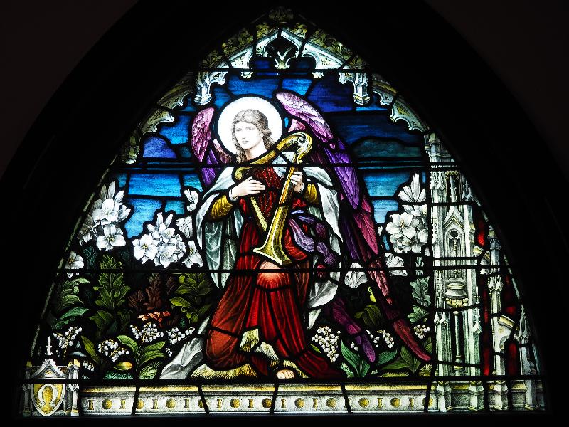 Bar Harbor, Maine (ME): St Saviour's Episcopal Church: Angel of the Resurrection (Kane Memorial Window, 1926, Heaton, Butler and Bayne)