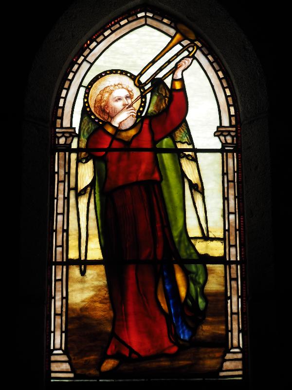 Bar Harbor, Maine (ME): St Saviour's Episcopal Church: Fra Angelica Angel (Reed Memorial Window, 1889, Tiffany Glass Company)