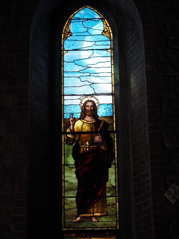 Bar Harbor, Maine (ME): St Saviour's Episcopal Church: The Saviour (Lyon Memorial Window, 1888, Tiffany Glass Company)