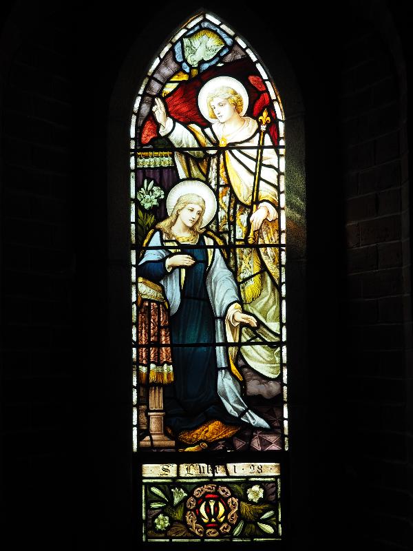 Bar Harbor, Maine (ME): St Saviour's Episcopal Church: Annunciation (Jackson Memorial Window, 1902, Heaton, Butler and Bayne)