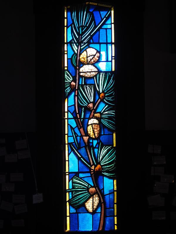 Bar Harbor, Maine (ME): St Saviour's Episcopal Church: Pine Boughs (Goldthwait Memorial Window, 1969, Gabriel Loire)