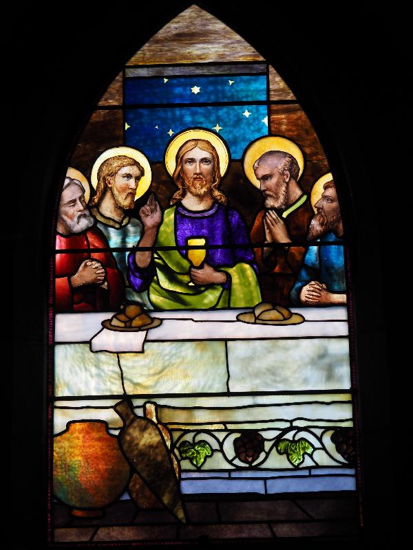 Bar Harbor, Maine (ME): St Saviour's Episcopal Church: The Last Supper (Ogden Memorial Window, 1888, Tiffany Glass Company)