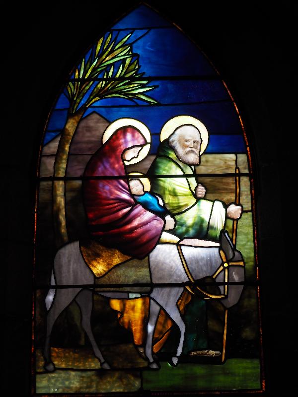 Bar Harbor, Maine (ME): St Saviour's Episcopal Church: Flight into Egypt (Jones Memorial Window, 1891, Tiffany Glass Company)