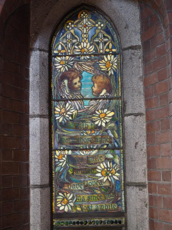 Bar Harbor, Maine (ME): St Saviour's Episcopal Church: With the Morn Those Angel Faces Smile (Burnham Memorial Window, 1897, Tiffany Glass & Decorating Company)